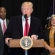 President Donald Trump delivers remarks after touring the Smithsonian National Museum of African American History and Culture on Feb. 21, 2017, in Washington, D.C. Trump was joined by Dr. Ben Carson and Alveda King. (Kevin Dietsch-Pool/Getty Images)